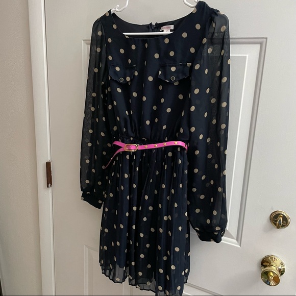 🎉2X HP🎉Small Women’s Polka Dot Dress With Pink Belt - Picture 4 of 7